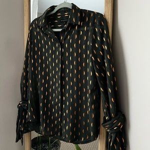 Banana Republic Dillon Shirt - Green and Gold Print - XS